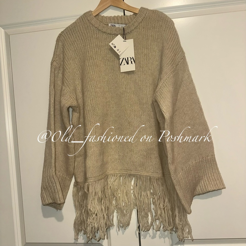 ZARA 100% Wool Bloggers Fav Fringed Sweater - Picture 9 of 11